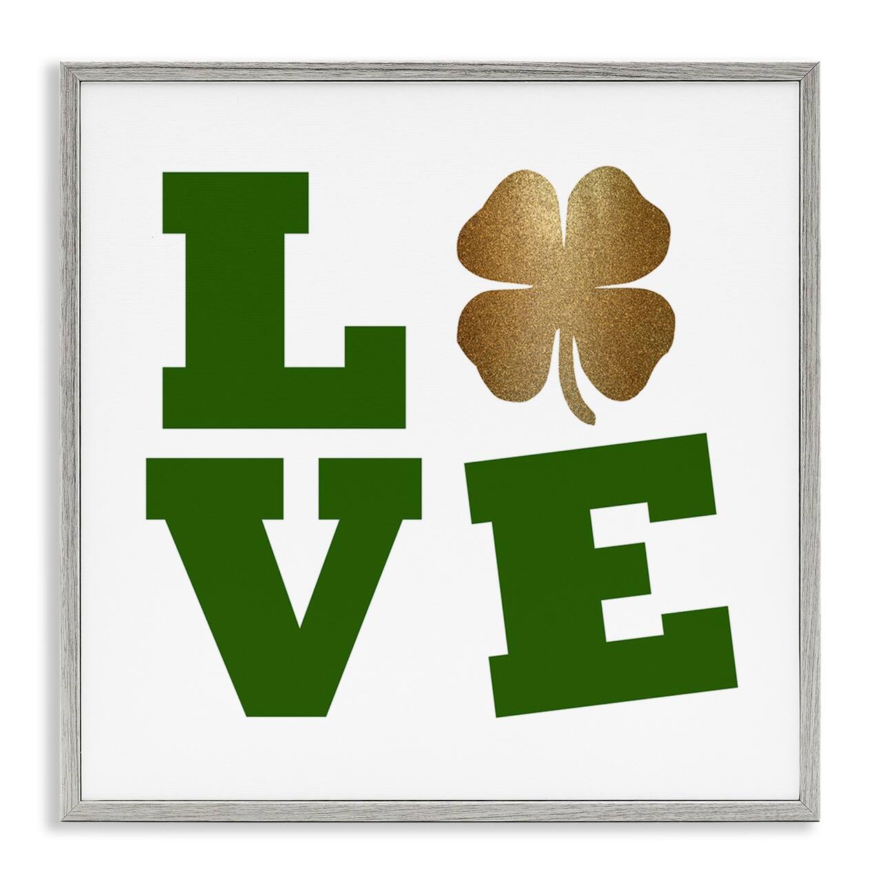 Stupell Industries St Patrick's Day Clover Love Framed Giclee Art